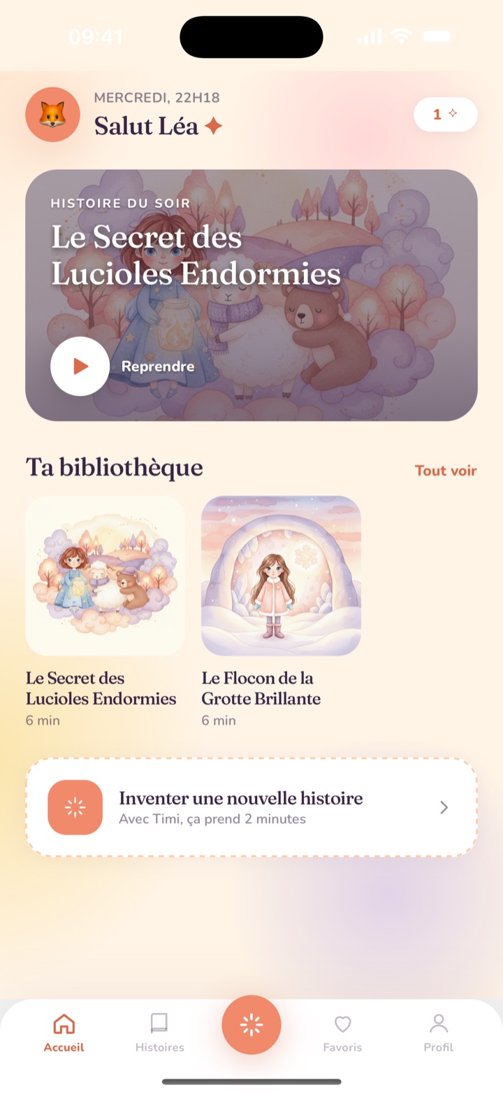 Aperçu de l’application Timistories